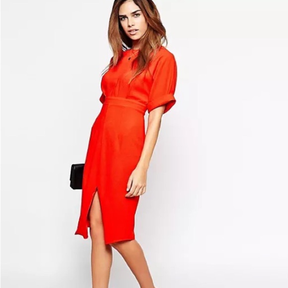 ASOS PETITE Wiggle Midi Dress with Split Front - 8